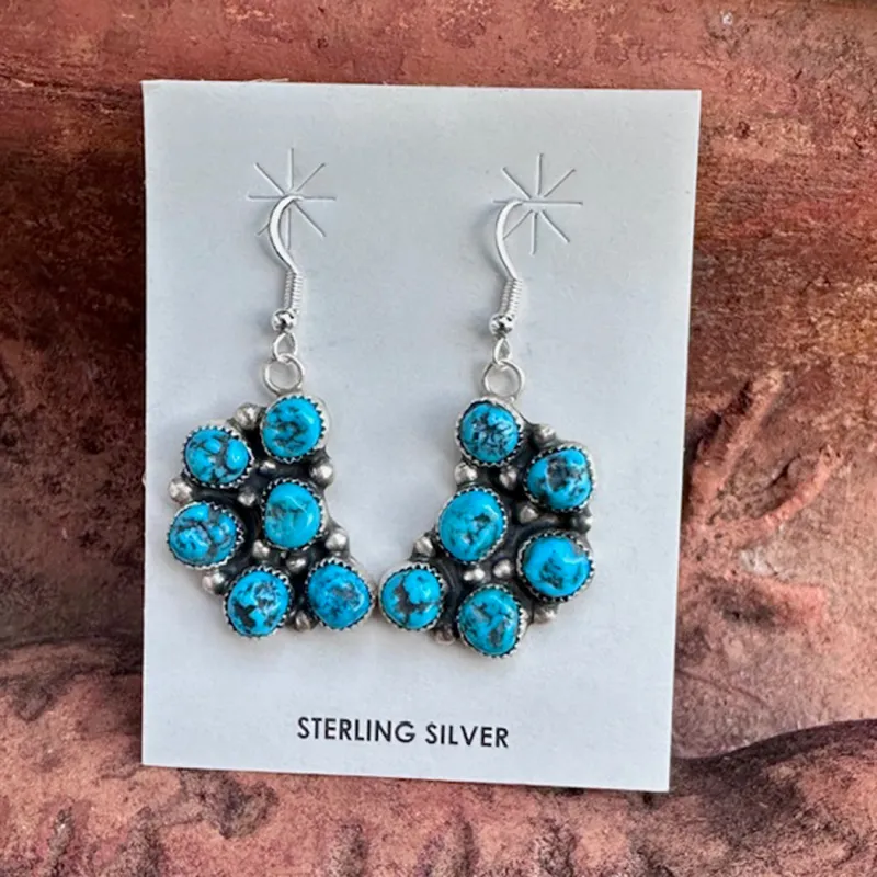 "Rainee" 6 Stone Kingman Earrings made by Western Edge