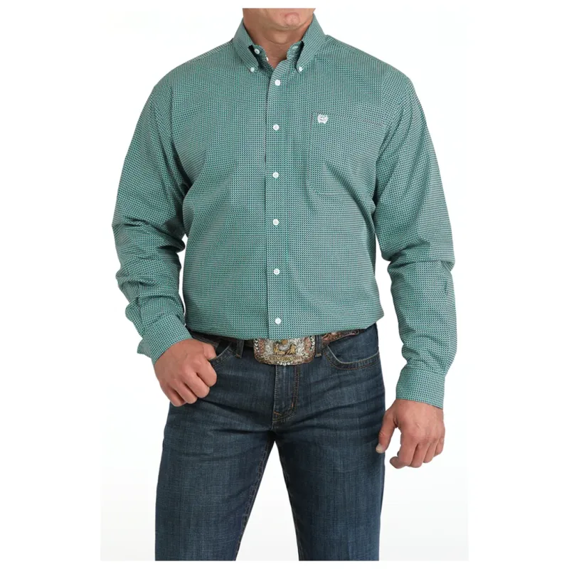 Cinch Men's Turquoise Print Long Sleeve Button Down sold by Western Edge