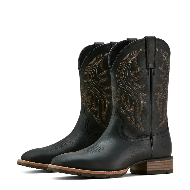 Ariat Men's Jasper Black Hybrid Rancher Wide Square Toe Boot made by Ariat