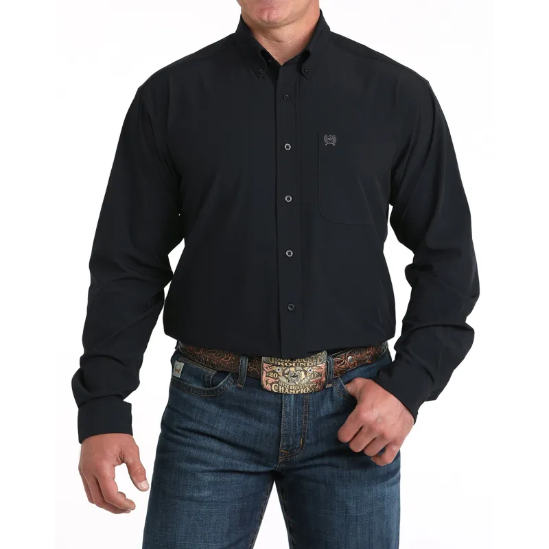 Cinch Men's Solid Black Arena Flex Long Sleeve Shirt sold by Western Edge