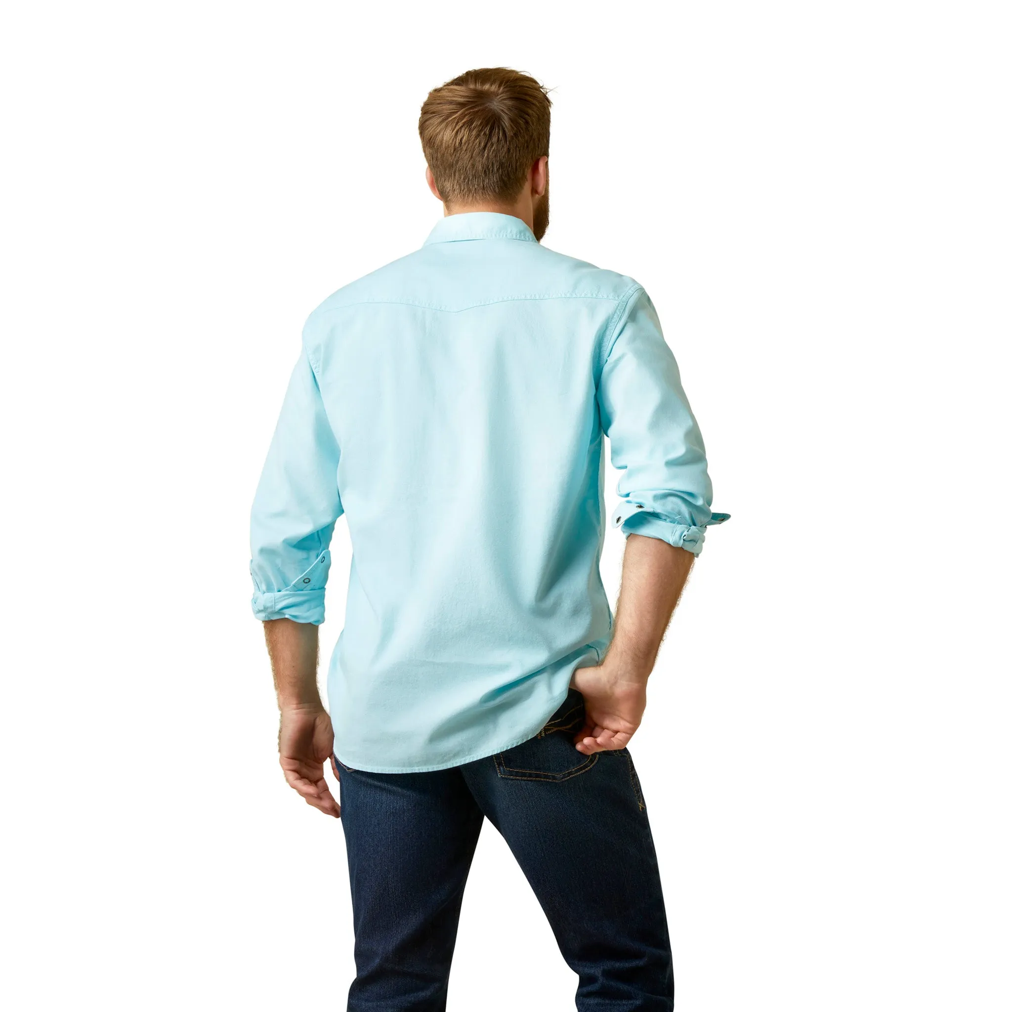 Ariat Men's Solid Aquatic Long Sleeve Shirt sold by Western Edge product image thumbnail 2