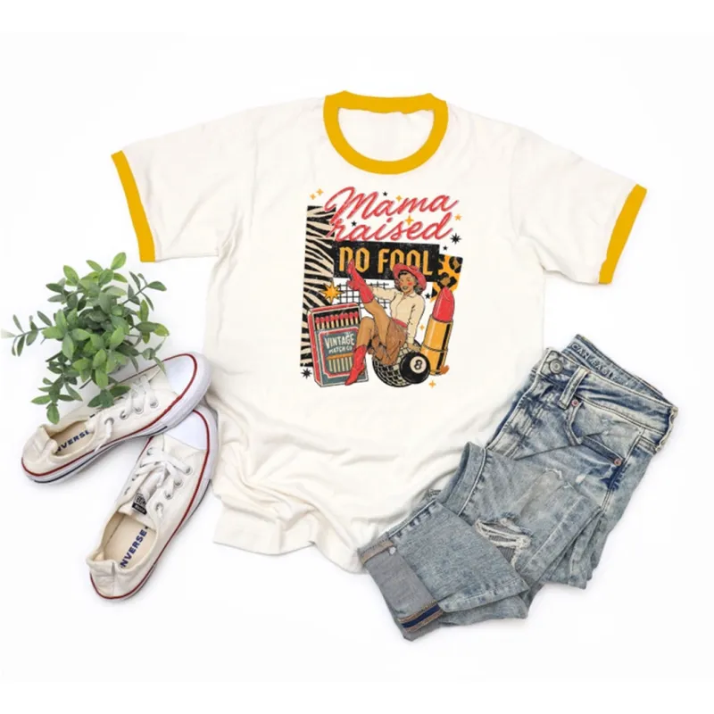 Rebel Rose Women's Mama Raised No Fool Graphic Tee made by Western Edge