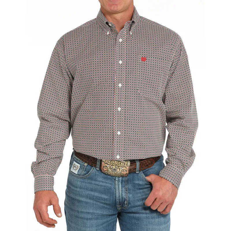 Cinch Red/White and Black Geo Print Long Sleeve Shirt sold by Western Edge
