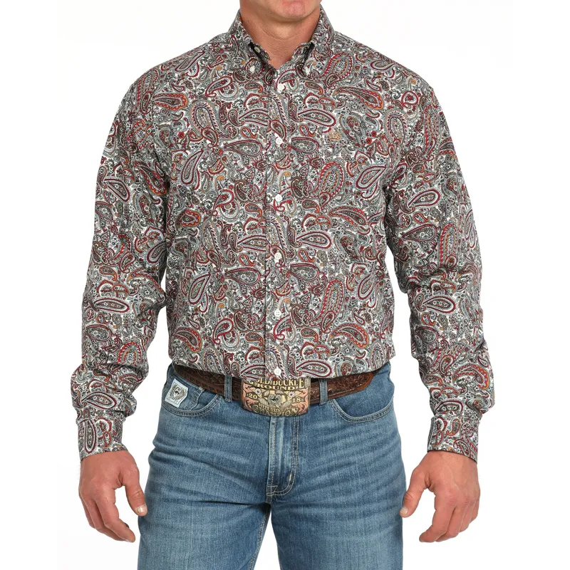 Cinch Red & White Paisley Long Sleeve Shirt sold by Western Edge