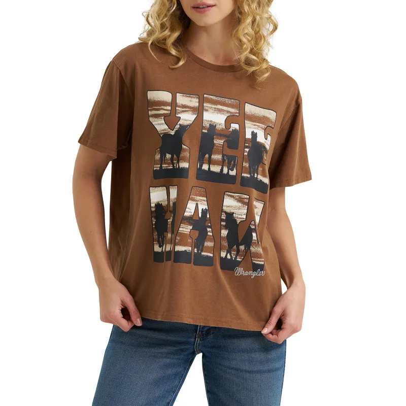 Wrangler Women's Brown Yeehaw Oversize T-Shirt made by Western Edge