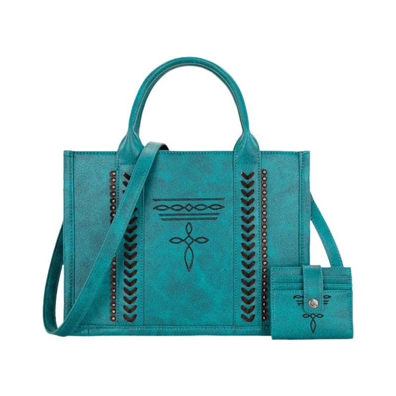 Montana West Turquoise Boot Stitch Tote Bag made by Montana West