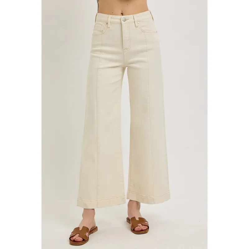 Risen Women's Ivory High Rise Crop Jean made by Risen