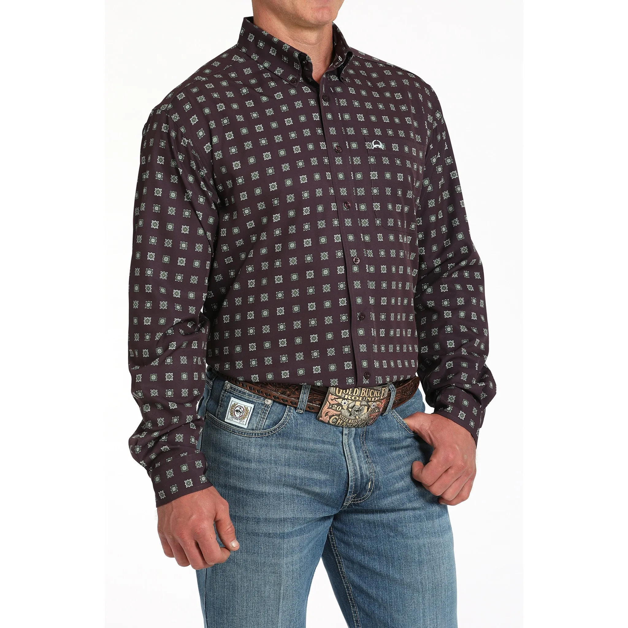 Cinch Men's Purple Geo Print ArenaFlex Long Sleeve Shirt sold by Western Edge product image thumbnail 2