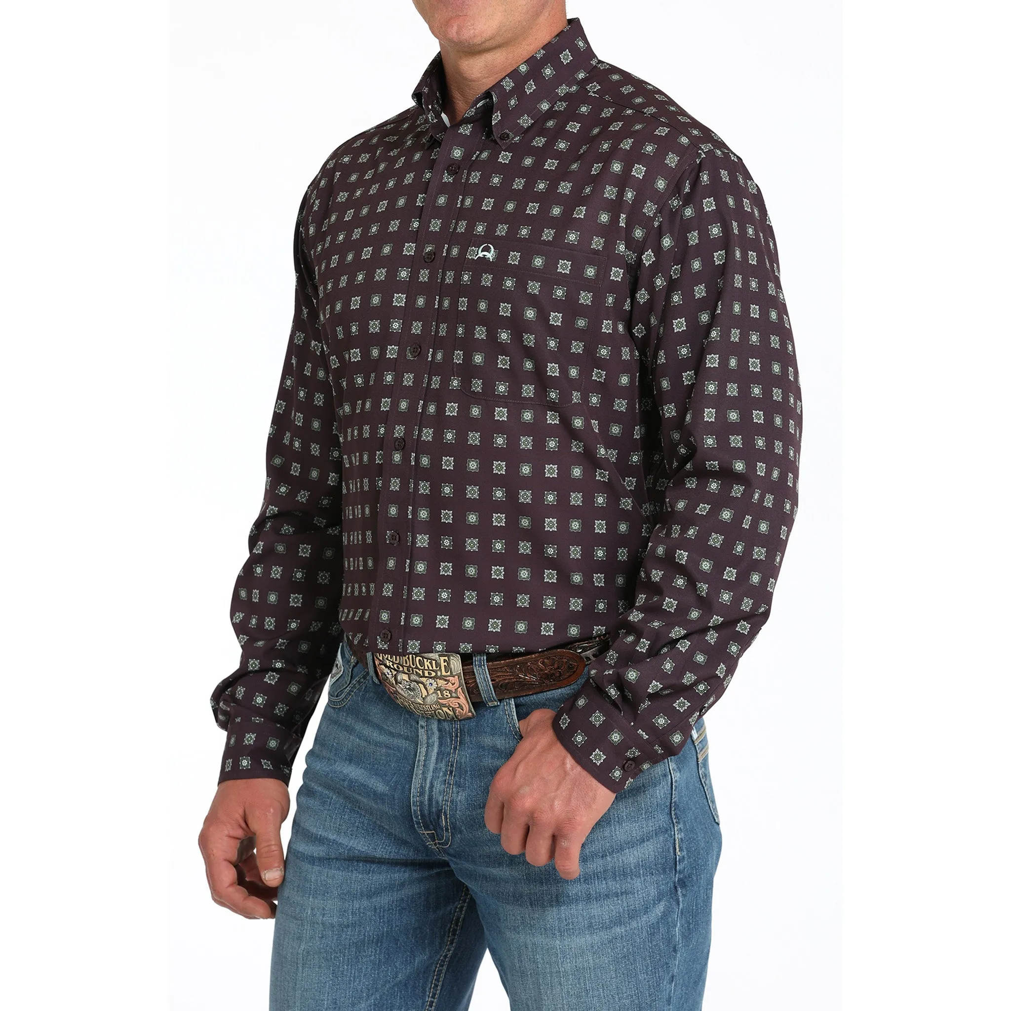 Cinch Men's Purple Geo Print ArenaFlex Long Sleeve Shirt sold by Western Edge product image thumbnail 3