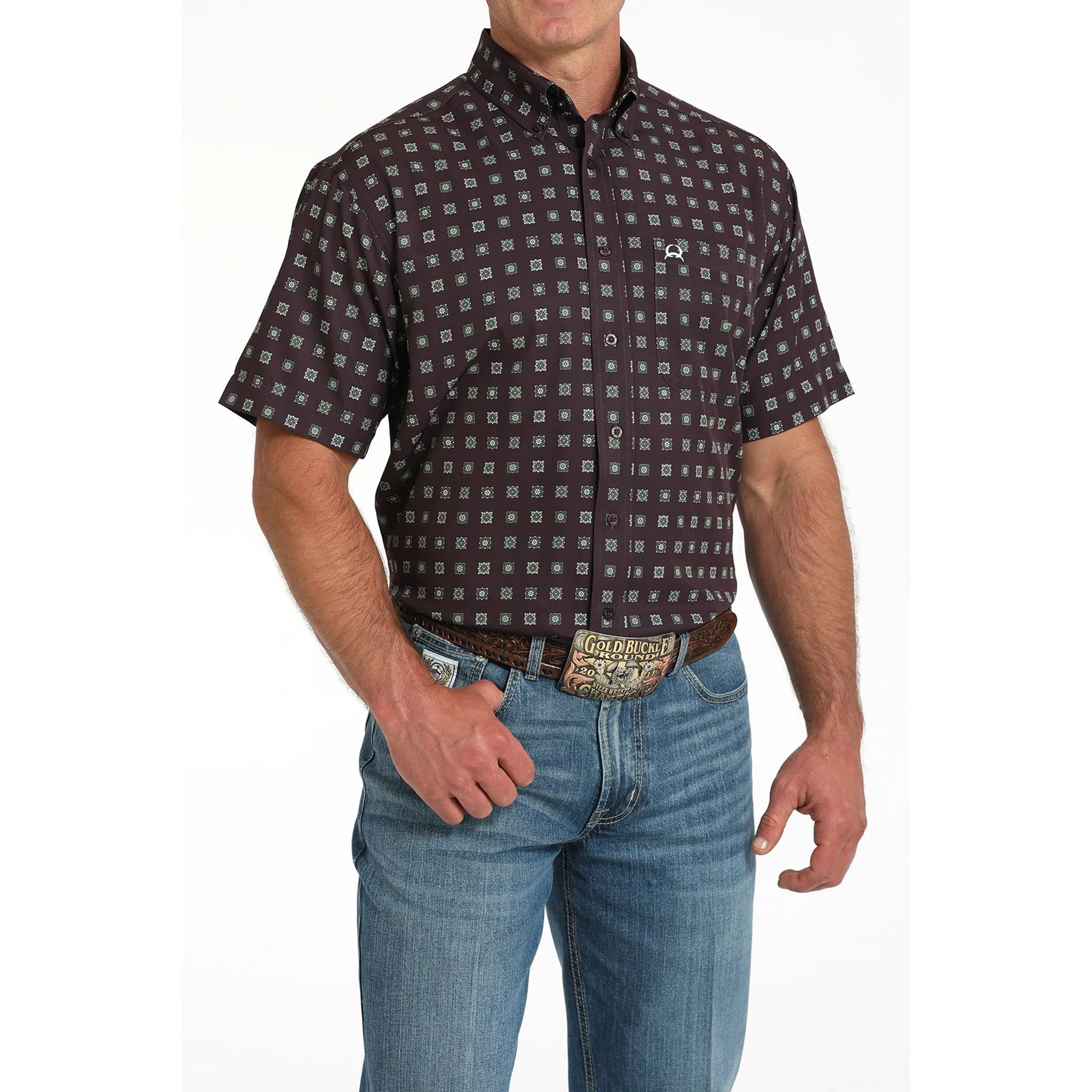Cinch Men's Purple Geo Print ArenaFlex Short Sleeve Shirt sold by Western Edge product image thumbnail 3
