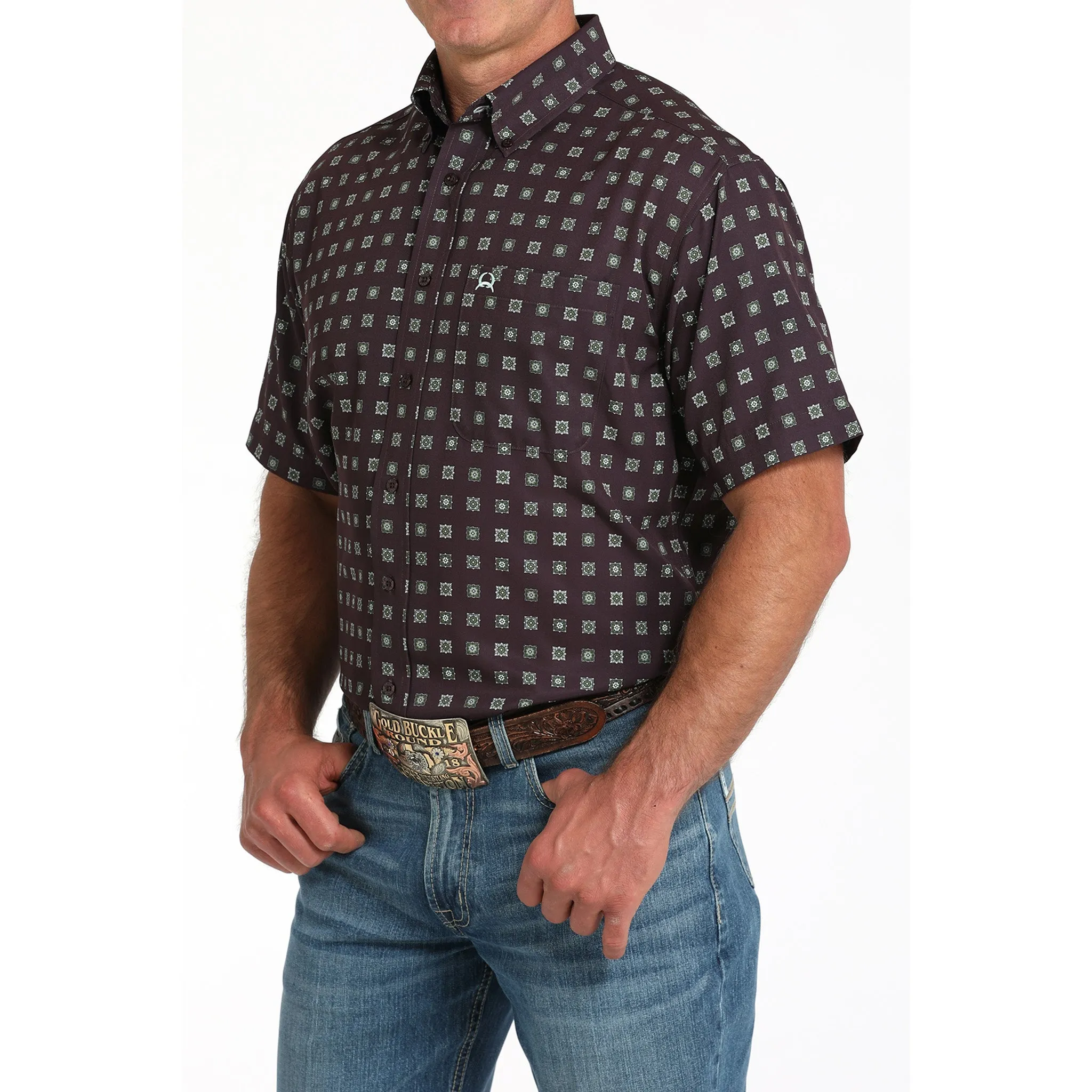 Cinch Men's Purple Geo Print ArenaFlex Short Sleeve Shirt sold by Western Edge product image thumbnail 2
