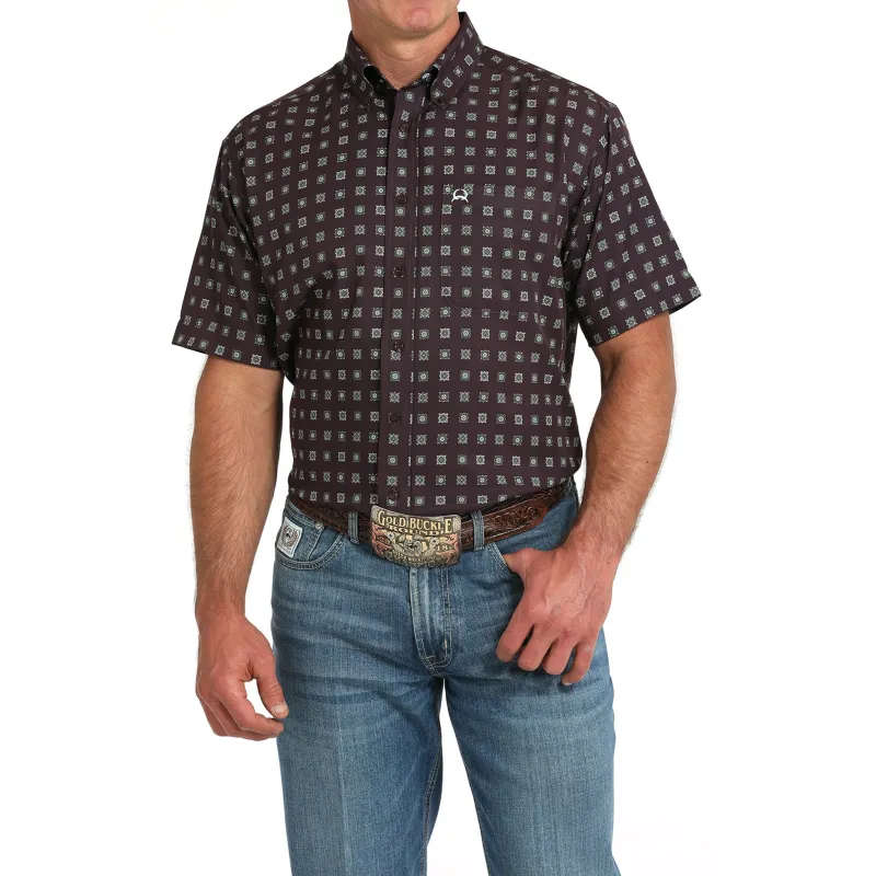 Cinch Men's Purple Geo Print ArenaFlex Short Sleeve Shirt sold by Western Edge