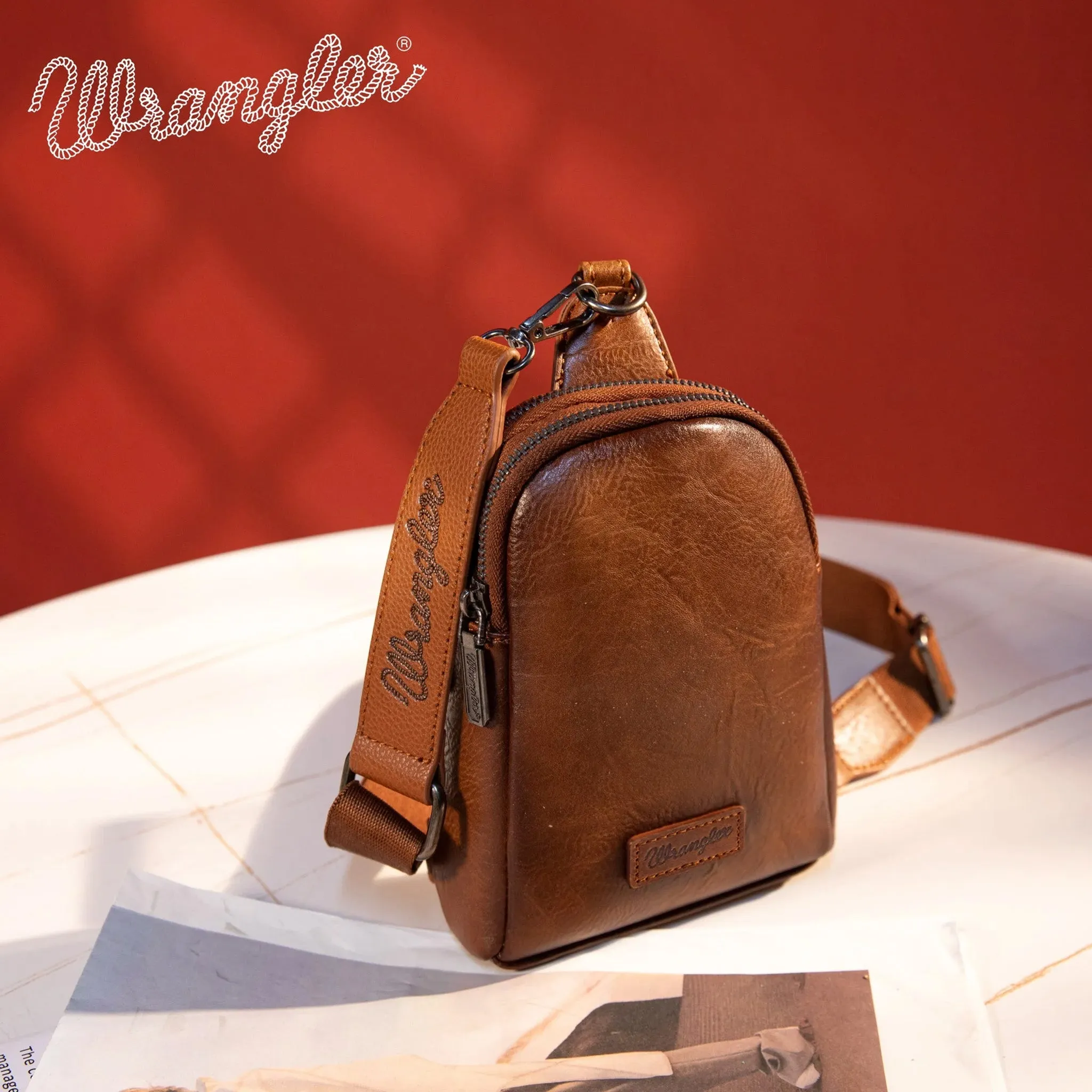 Wrangler Brown Crossbody Sling Bag sold by Western Edge product image thumbnail 3