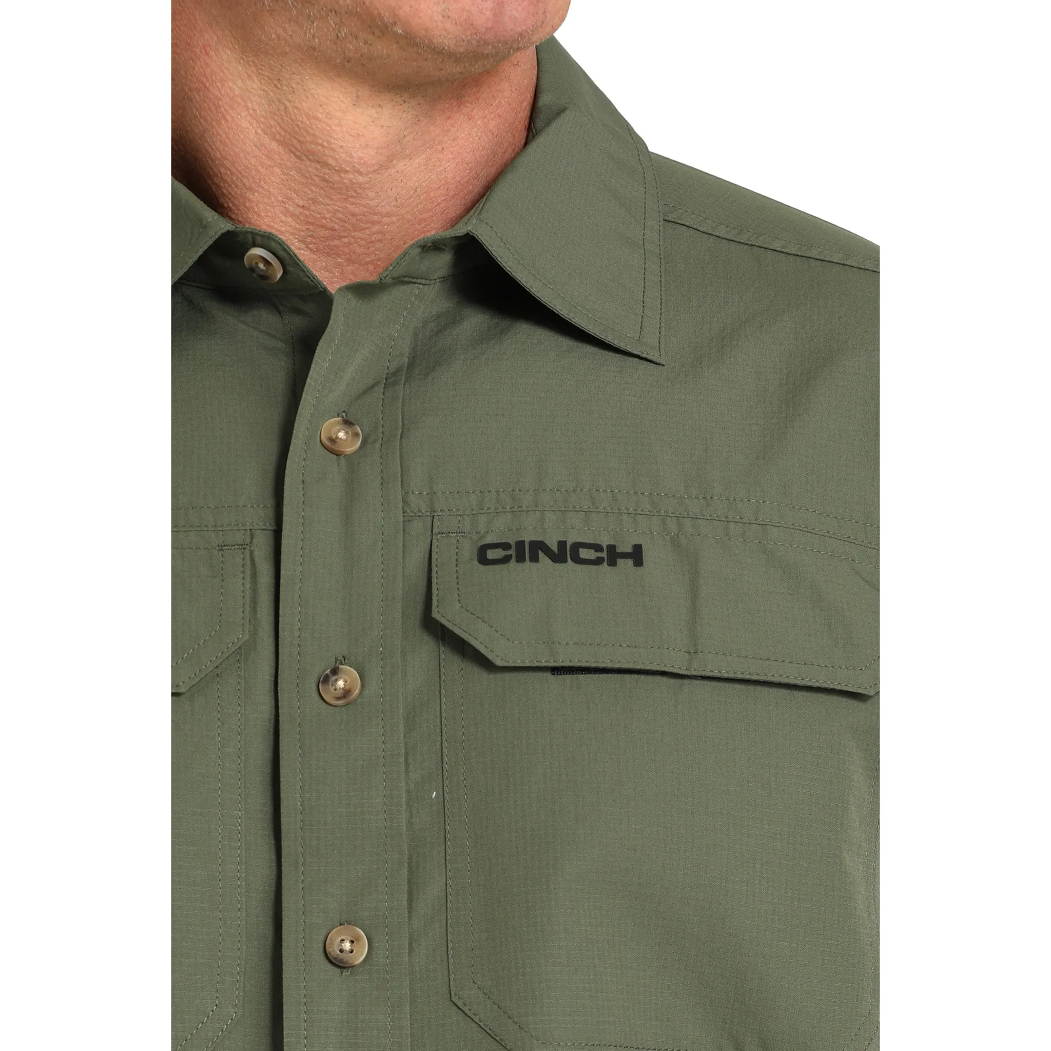 Cinch Olive Green Arena Flex Short Sleeve Button Down sold by Western Edge product image thumbnail 5