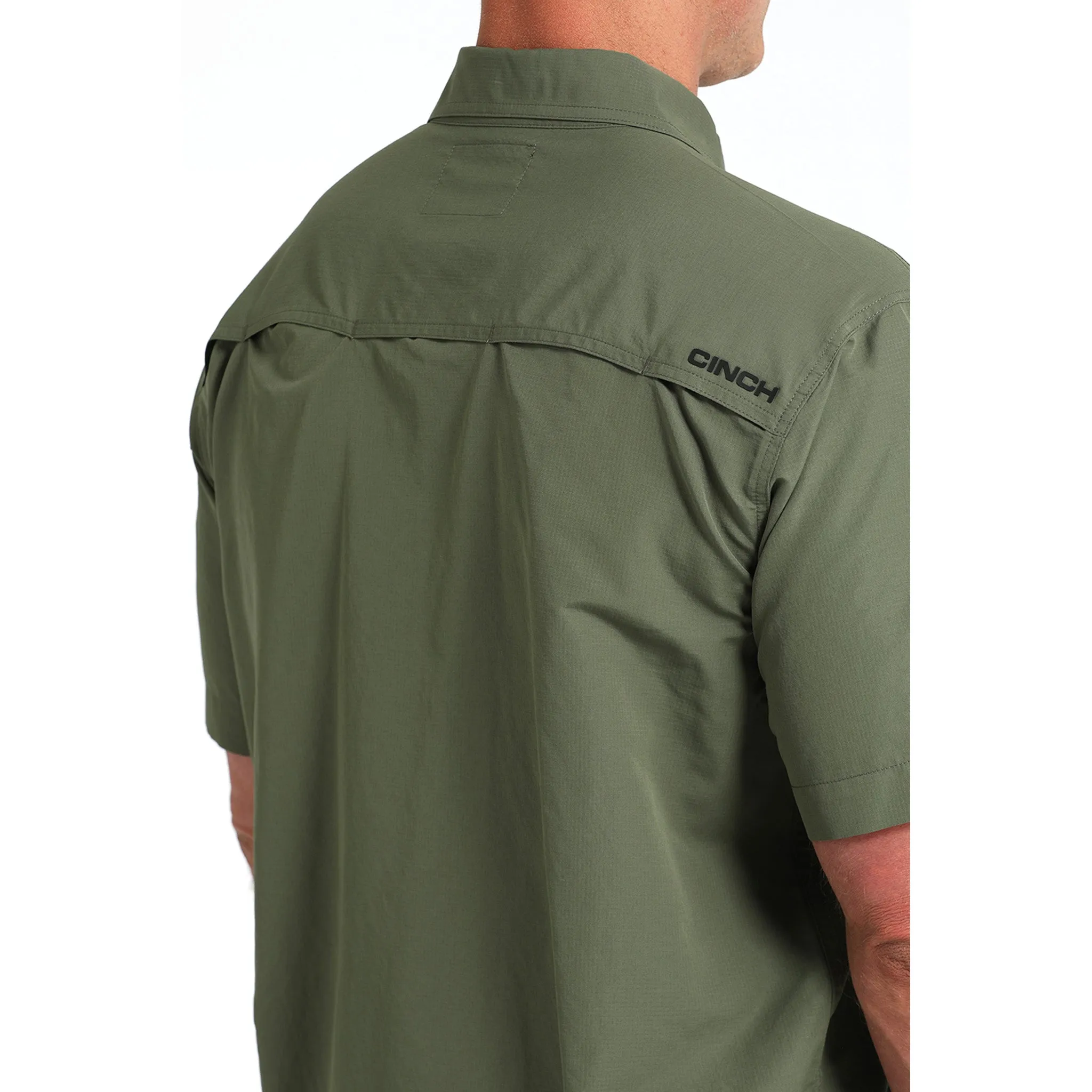 Cinch Olive Green Arena Flex Short Sleeve Button Down sold by Western Edge product image thumbnail 4