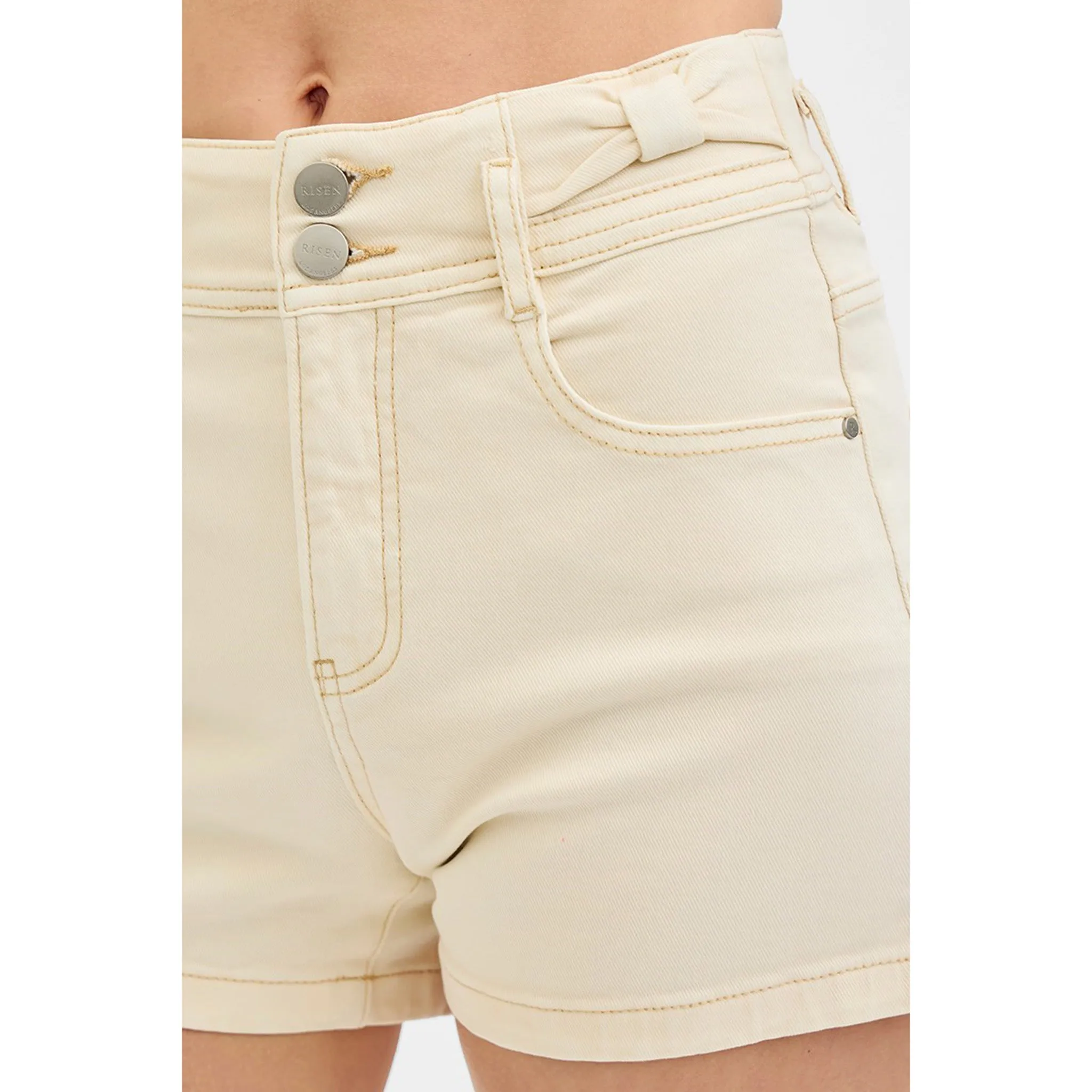 Risen Women's Ivory Bow Detail High Rise Shorts sold by Western Edge product image thumbnail 3