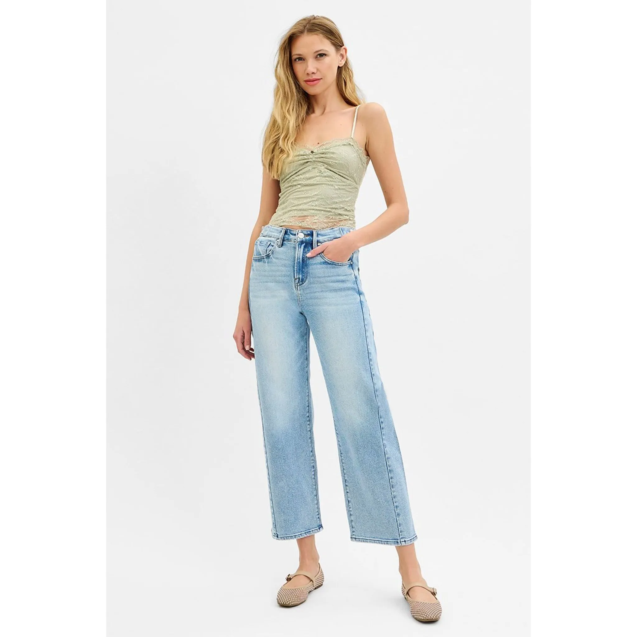 Risen Women's Light High Rise Crop Barrel Jeans sold by Western Edge product image thumbnail 3