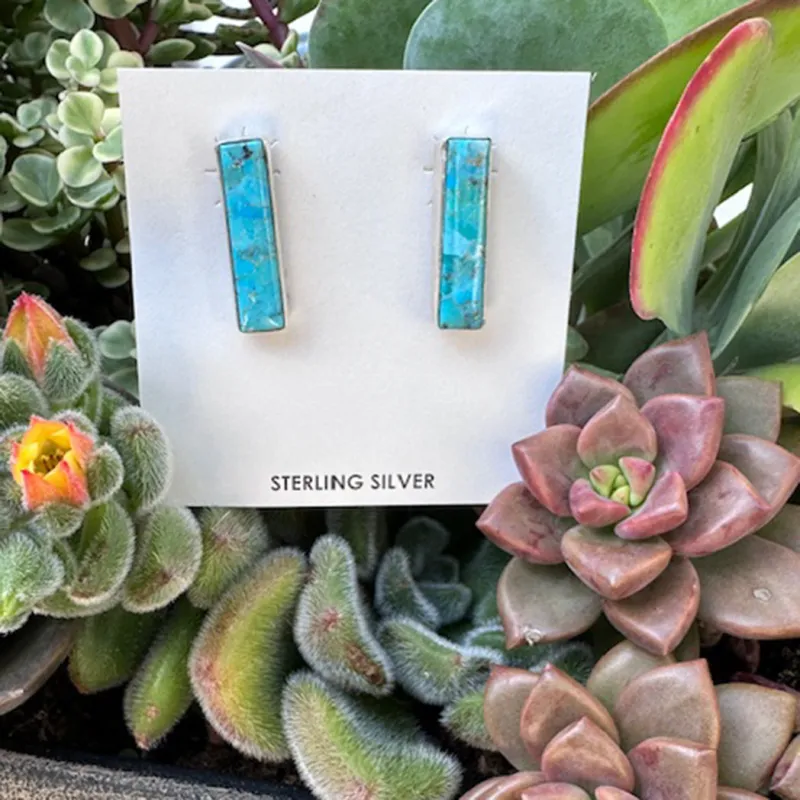 "Breeley" Kingman Turquoise Bar Earrings made by Western Edge