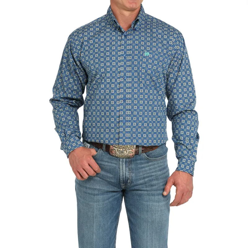 Cinch Men's Blue Medallion Print Long Sleeve sold by Western Edge