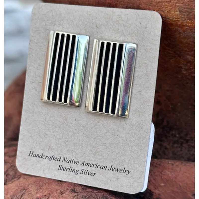 "Jake" Sterling Silver Bar Studs sold by Western Edge