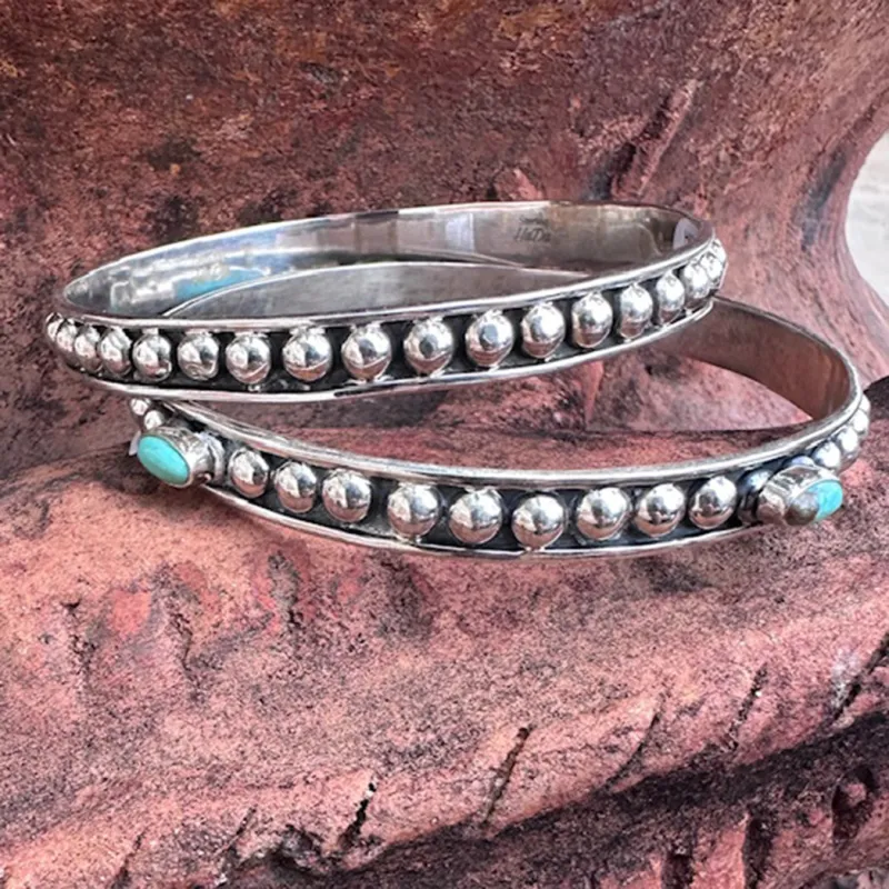 "Emma" Sterling Silver Kingman Bangle Set made by Western Edge