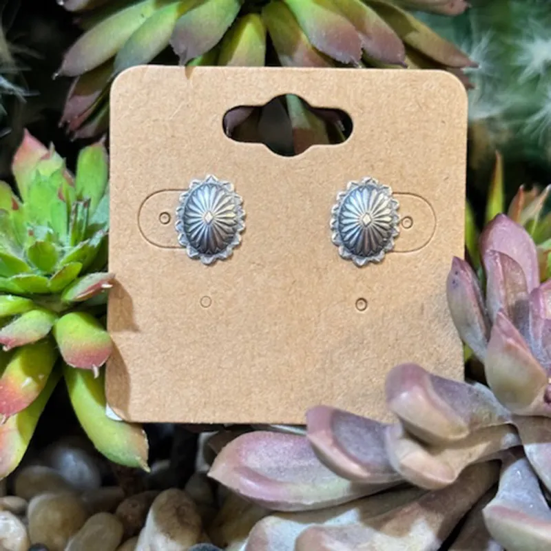 "Kayla" Sterling Silver Oval Concho Stud made by Western Edge