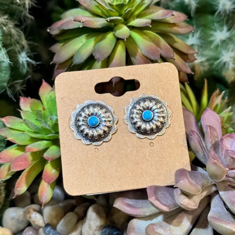 "Chloe" Single Stone Concho Studs made by Western Edge