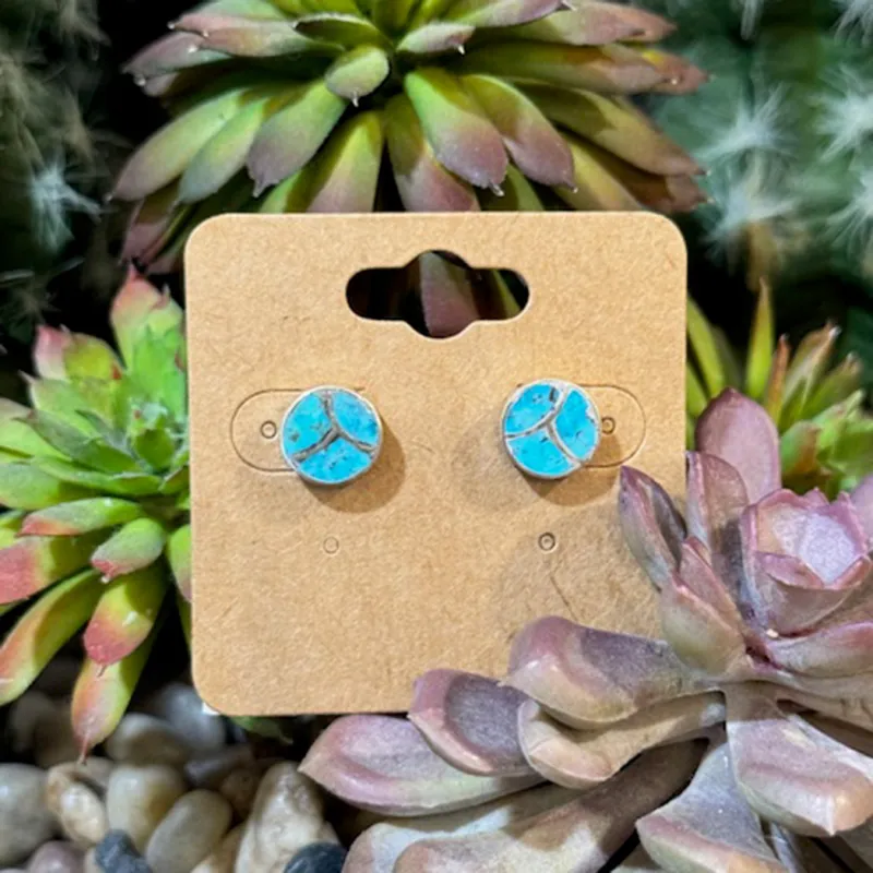 "Liza" Round Kingman Inlay Studs made by Western Edge