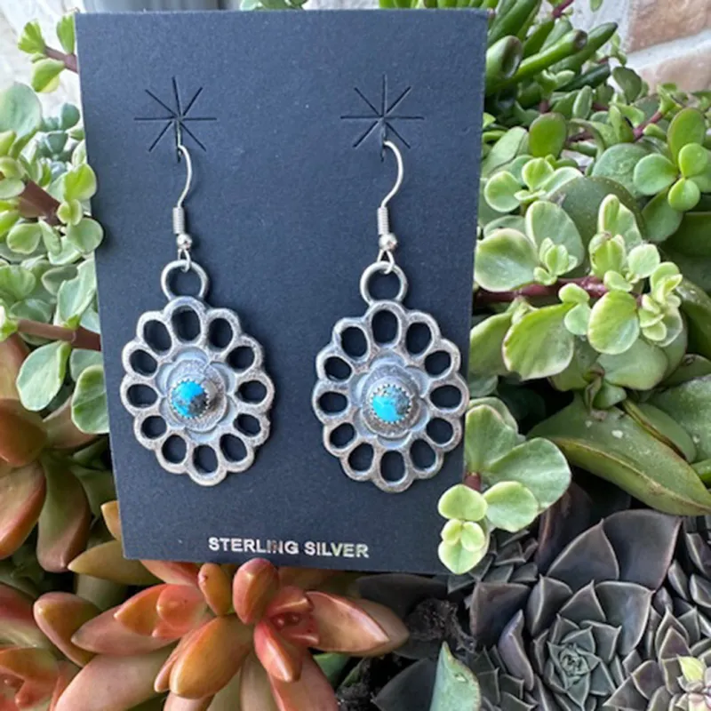 "Billah" Kingman Flower Earrings made by Western Edge