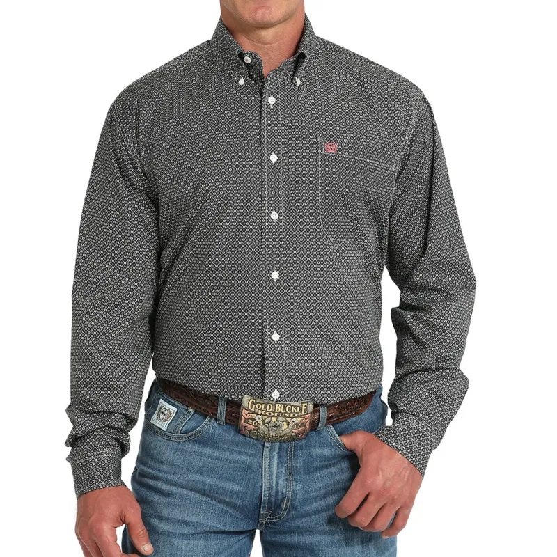 Cinch Men's Geometric Grey Print Shirt sold by Western Edge