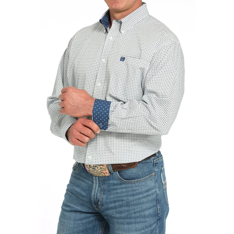 Cinch Men's White Geo Print Long Sleeve sold by Western Edge