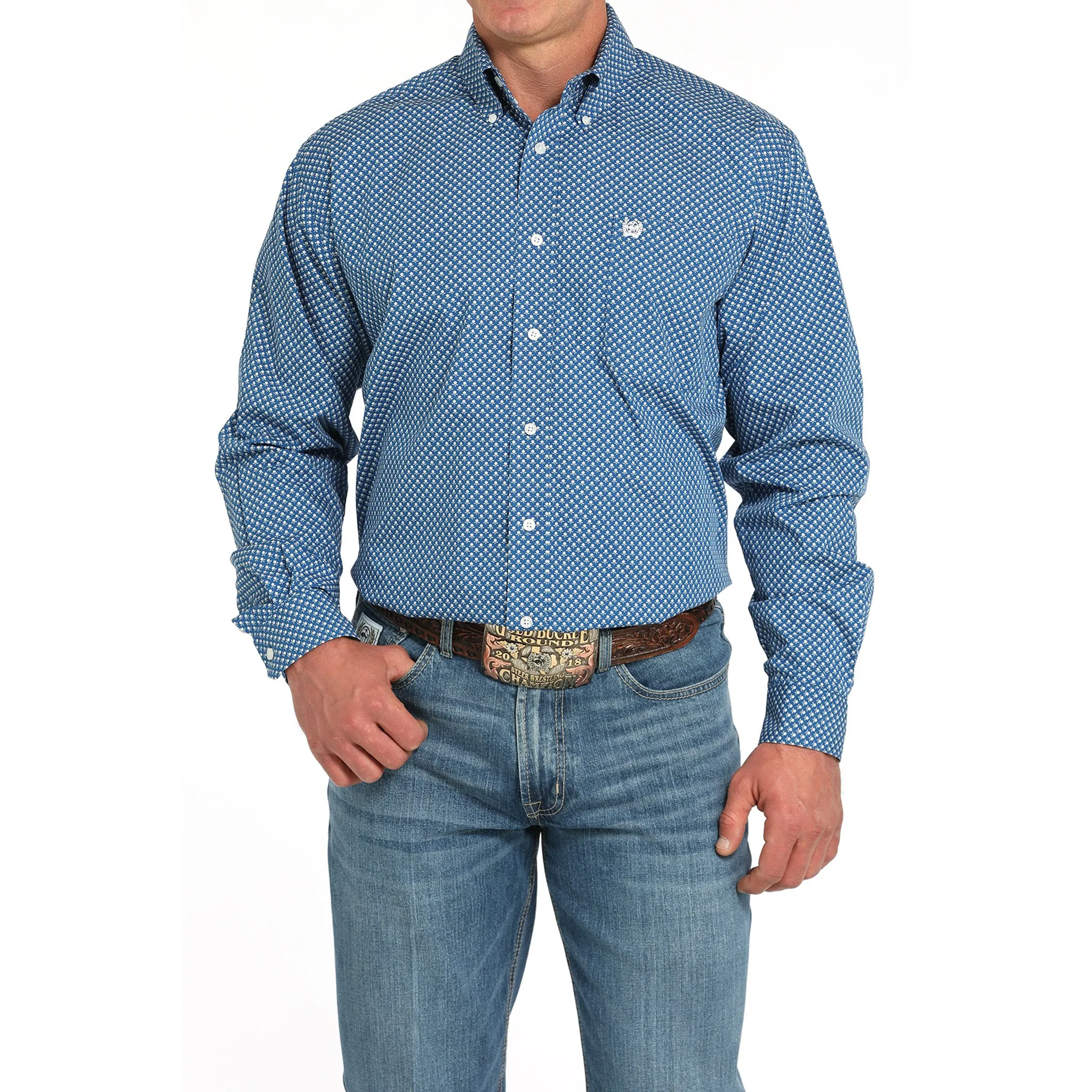 Cinch Men's Blue Print Long Sleeve Shirt sold by Western Edge product image thumbnail 3