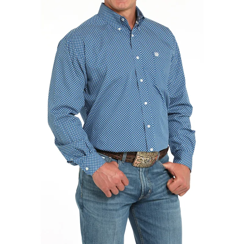 Cinch Men's Blue Print Long Sleeve Shirt sold by Western Edge