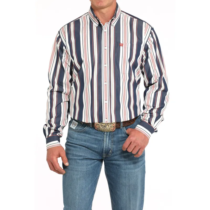 Cinch Men's Navy, White, and Red Long Sleeve Shirt sold by Western Edge