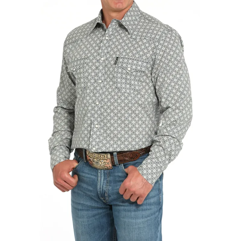 Cinch Men's Long Sleeve White Geo Print sold by Western Edge