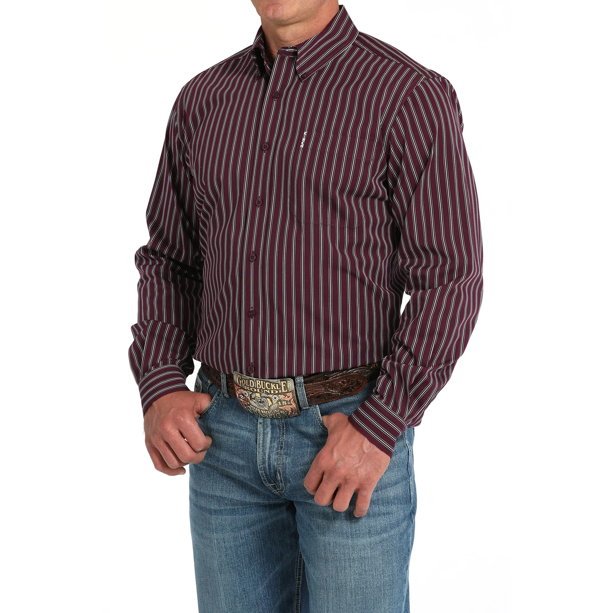 Cinch Men's Purple Striped Modern Fit Shirt sold by Western Edge product image thumbnail 2