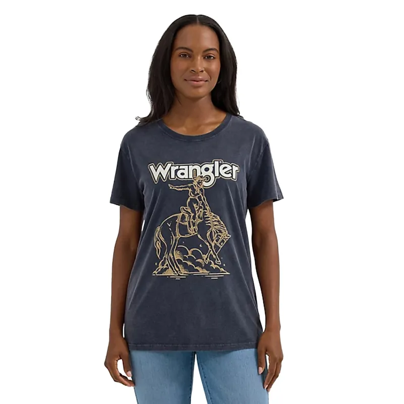 Wrangler Women's Faded Black Boyfriend Tee made by Western Edge