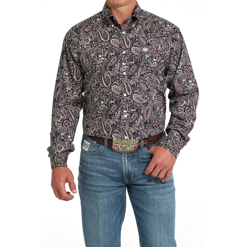 Cinch Men's Pink Paisley Long Sleeve Shirt sold by Western Edge