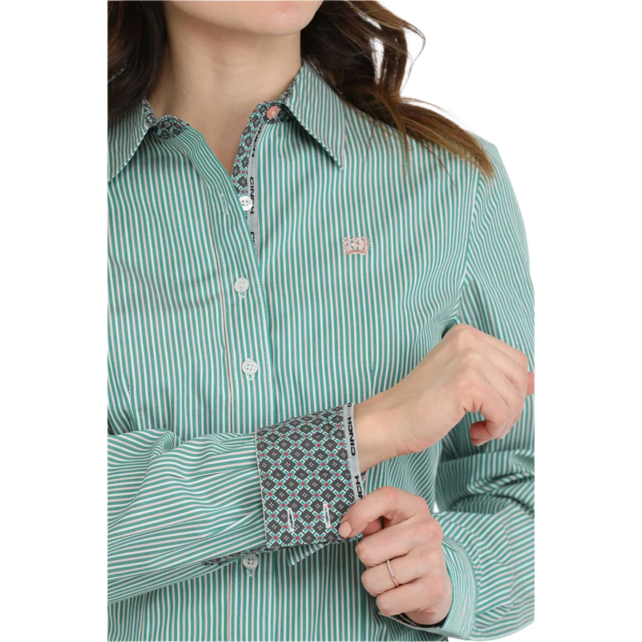 Cinch Women's Turquoise Striped Shirt sold by Western Edge product image thumbnail 4