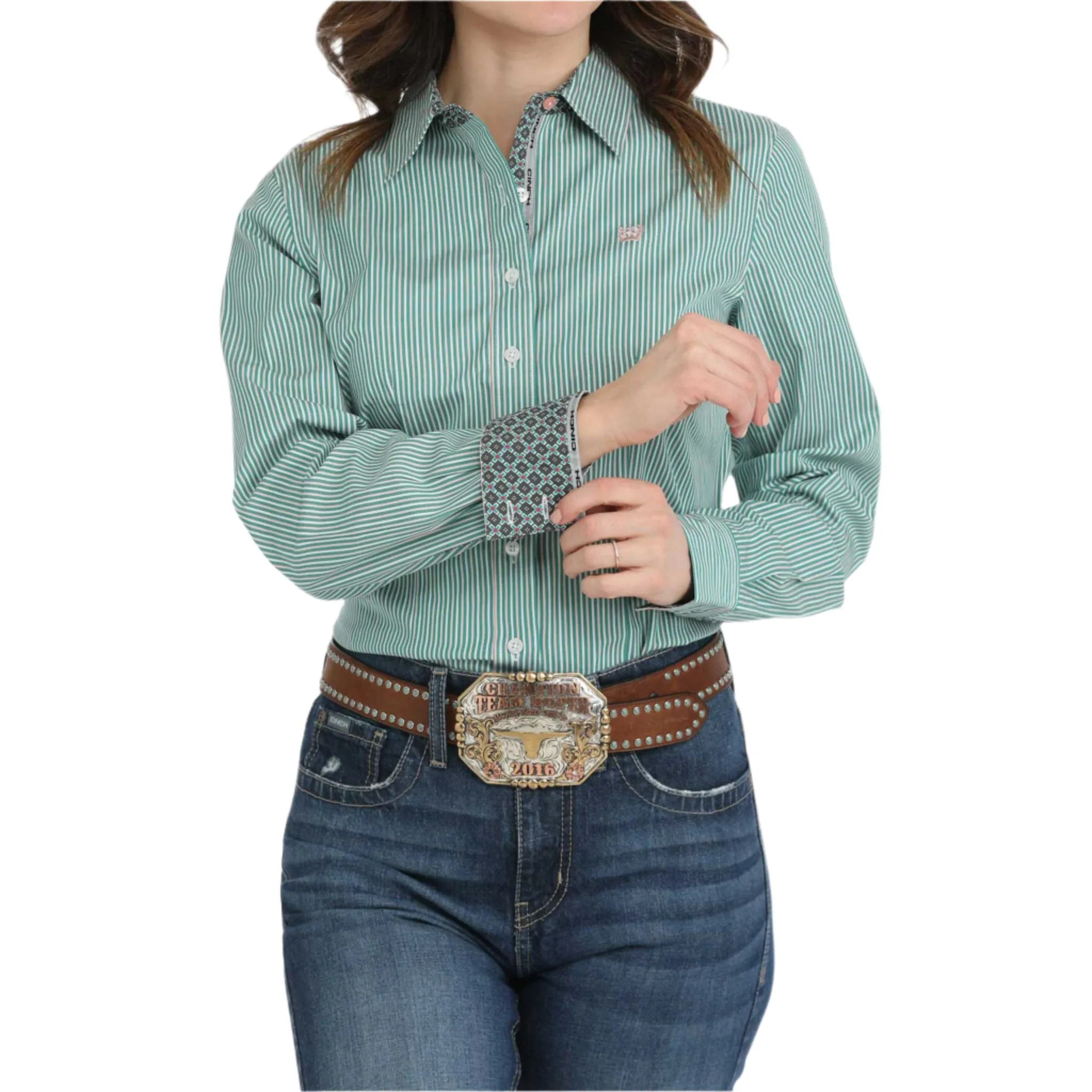 Cinch Women's Turquoise Striped Shirt sold by Western Edge product image thumbnail 3