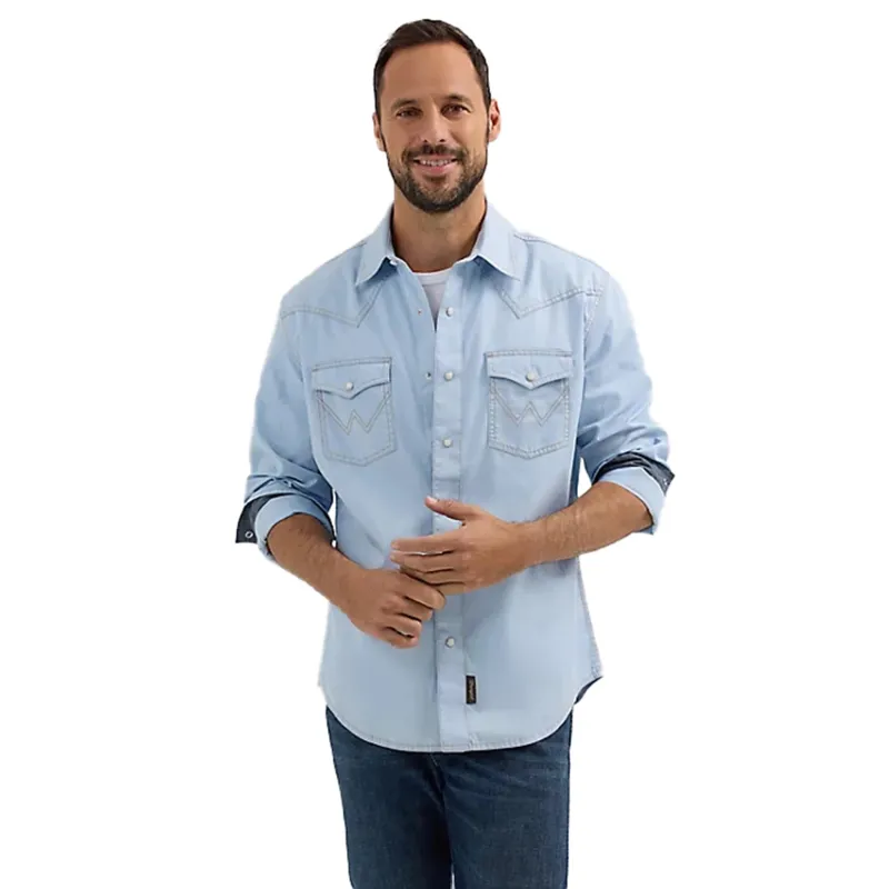 Wrangler Men's Ice Blue Retro Long Sleeve made by Western Edge