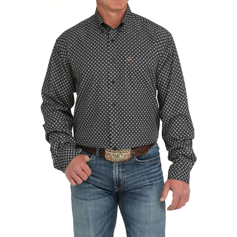 Cinch Men's Arenaflex Navy Medallion Print Long Sleeve sold by Western Edge