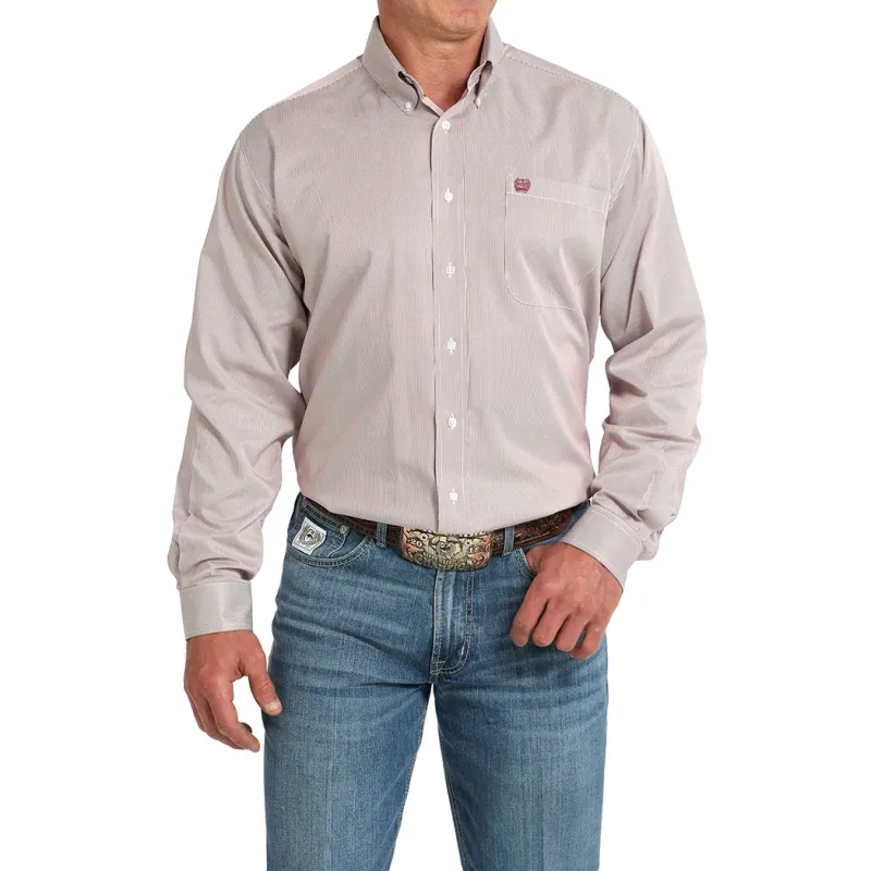 Cinch Men's Pink Stripe Print Long Sleeve Button Down sold by Western Edge