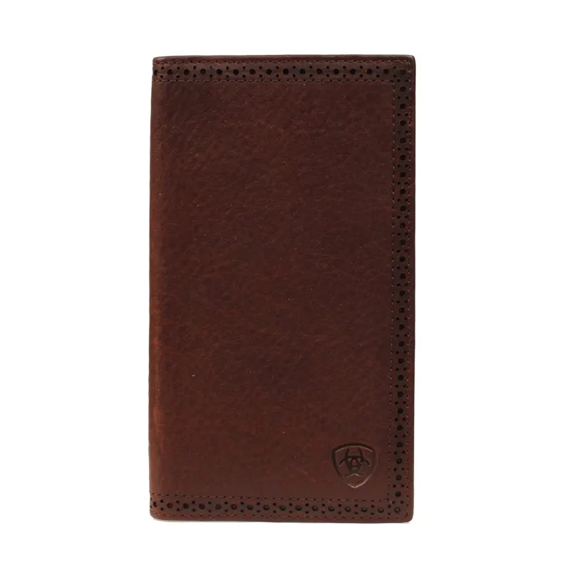 Ariat Men's Dark Copper Perforated Edge Rodeo Wallet made by Ariat