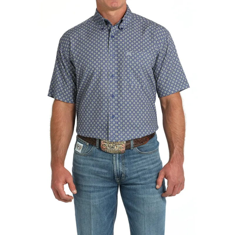 Cinch Men's Royal Geo Arena Flex Short Sleeve made by Western Edge