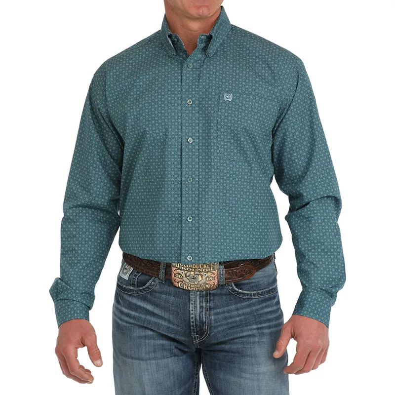 Cinch Men's Green Geo Print Shirt sold by Western Edge
