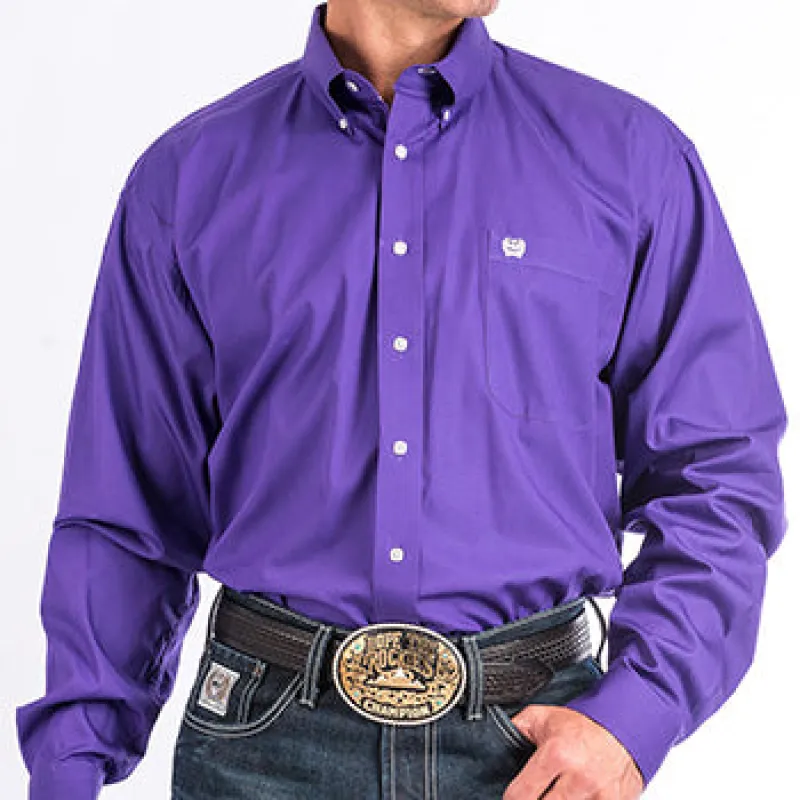 Cinch Purple Solid Button Down Shirt made by Cinch