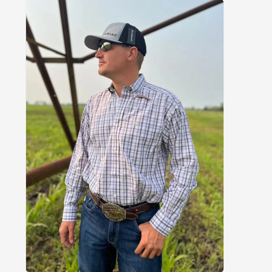 Ariat Men's Lavendar & Grey Plaid Long Sleeve sold by Western Edge