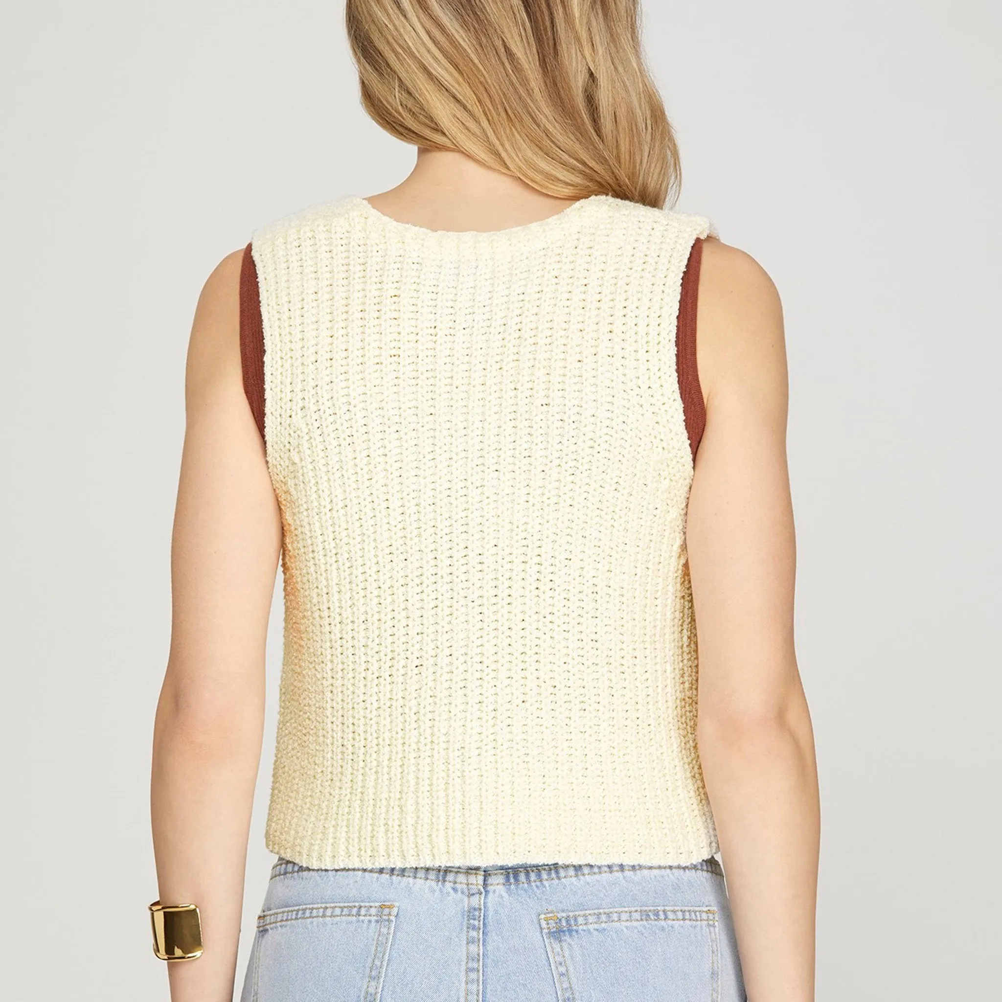 Off White Button Sweater Vest sold by Western Edge product image thumbnail 2