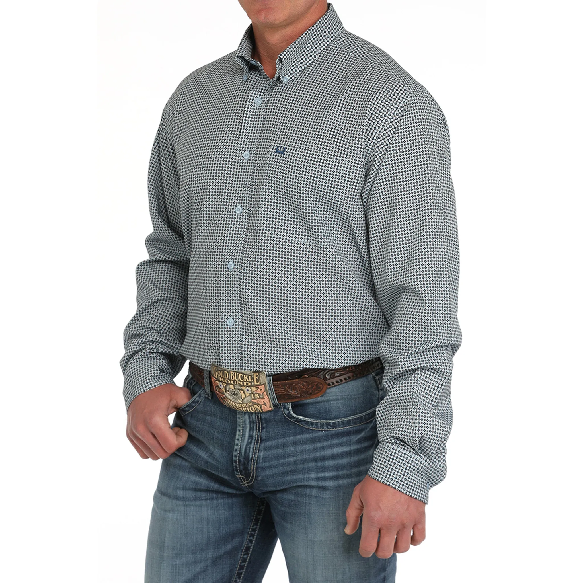 Cinch Men's Blue Diamond Arenaflex Long Sleeve Shirt sold by Western Edge product image thumbnail 3